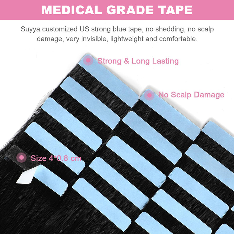 Jet Black (#1) Tape-In Hair Extensions | 20Pcs
