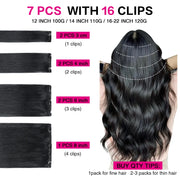 Suyya Hair  Jet Black (#1) Clip In Hair Extensions