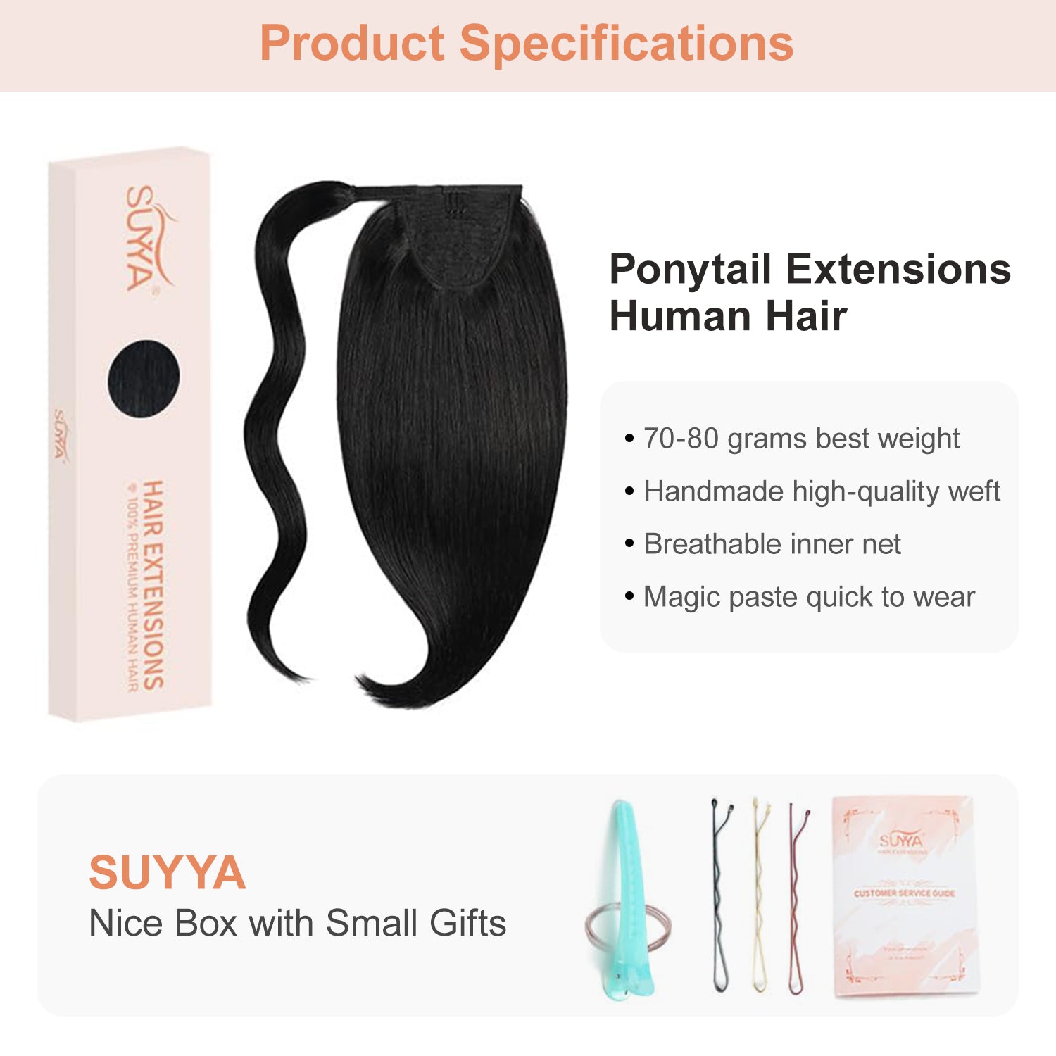 Jet Black (#1) Wrap Around Ponytail Extension