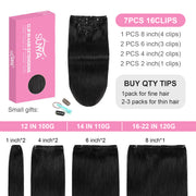 Jet Black (#1) Clip In Hair Extensions