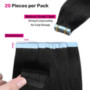 SUYYA 100% Real Remy Human Hair Jet Black (#1) Tape-In Hair Extensions | 20Pcs