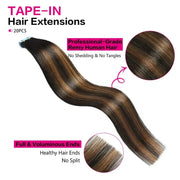 SUYYA Natural Black / Chestnut Brown Balayage (#P1B/6/T1B) Tape-In Hair Extensions | 20Pcs