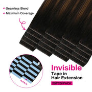 SUYYA Invisible Tape in Hair Extensions (#P1B/6/T1B) Natural Black / Chestnut Brown Balayage