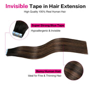 SUYYA Invisible Tape in Hair Extensions (#P1B/6/T1B) Natural Black / Chestnut Brown Balayage