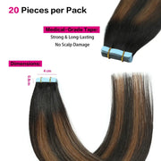 SUYYA Natural Black / Chestnut Brown Balayage (#P1B/6/T1B) Tape-In Hair Extensions | 20Pcs