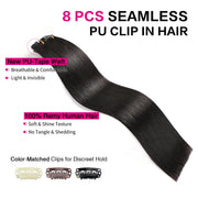 Suyya Seamless Clip In Hair Extensions 8Pcs Natural Black (#1B)