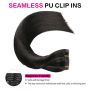 Suyya Seamless Clip In Hair Extensions 8Pcs Natural Black (#1B)