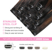 Natural Black / Chestnut Brown Balayage (#P1B/6/T1B) Clip In Hair Extensions