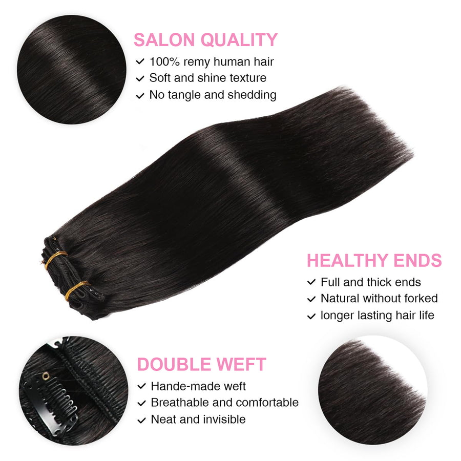 Natural Black (#1B) Clip In Hair Extensions