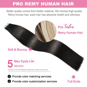 Natural Black (#1B) Tape-In Hair Extensions | 20Pcs