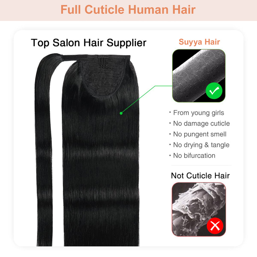 Natural Black (#1B) Wrap Around Ponytail Extension