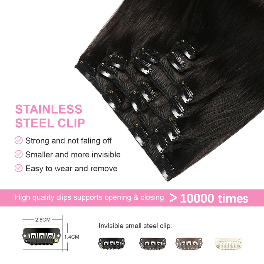 Natural Black (#1B) Clip In Hair Extensions