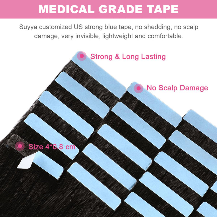 Natural Black (#1B) Tape-In Hair Extensions | 20Pcs