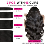 Suyya Hair Natural Black (#1B) Clip In Hair Extensions