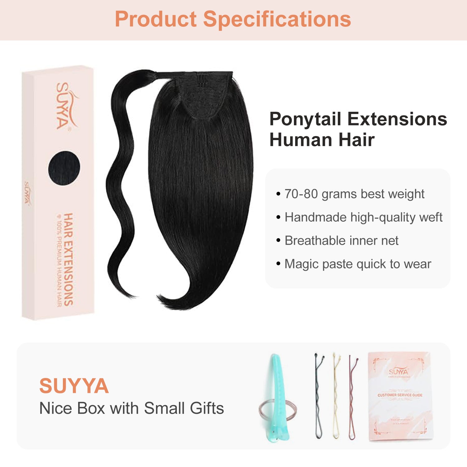 Natural Black (#1B) Wrap Around Ponytail Extension