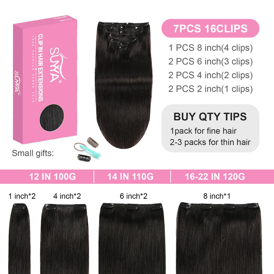 Natural Black (#1B) Clip In Hair Extensions