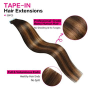 SUYYA Remy Tape-In Hair Extensions Darkest Brown Balayage (#P2/6/T2) 20Pcs