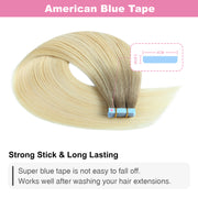 Ash Blonde / Medium Blonde / Platinum Blonde Balayage (#P22/60/T18) Tape-In Hair Extensions | 20Pcs
