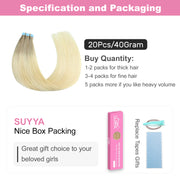 Ash Blonde / Medium Blonde / Platinum Blonde Balayage (#P22/60/T18) Tape-In Hair Extensions | 20Pcs