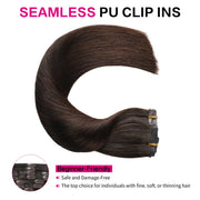 Suyya Remy Human 8Pcs Seamless Darkest Brown (#2) Clip In Hair Extensions