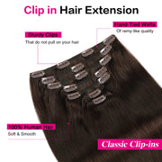 Darkest Brown (#2) Clip In Hair Extensions Suyya Human Hair