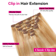 Suyya Clip In Strawberry Blonde / Bleach Blonde Balayage (#P27/613) Human Hair Extensions