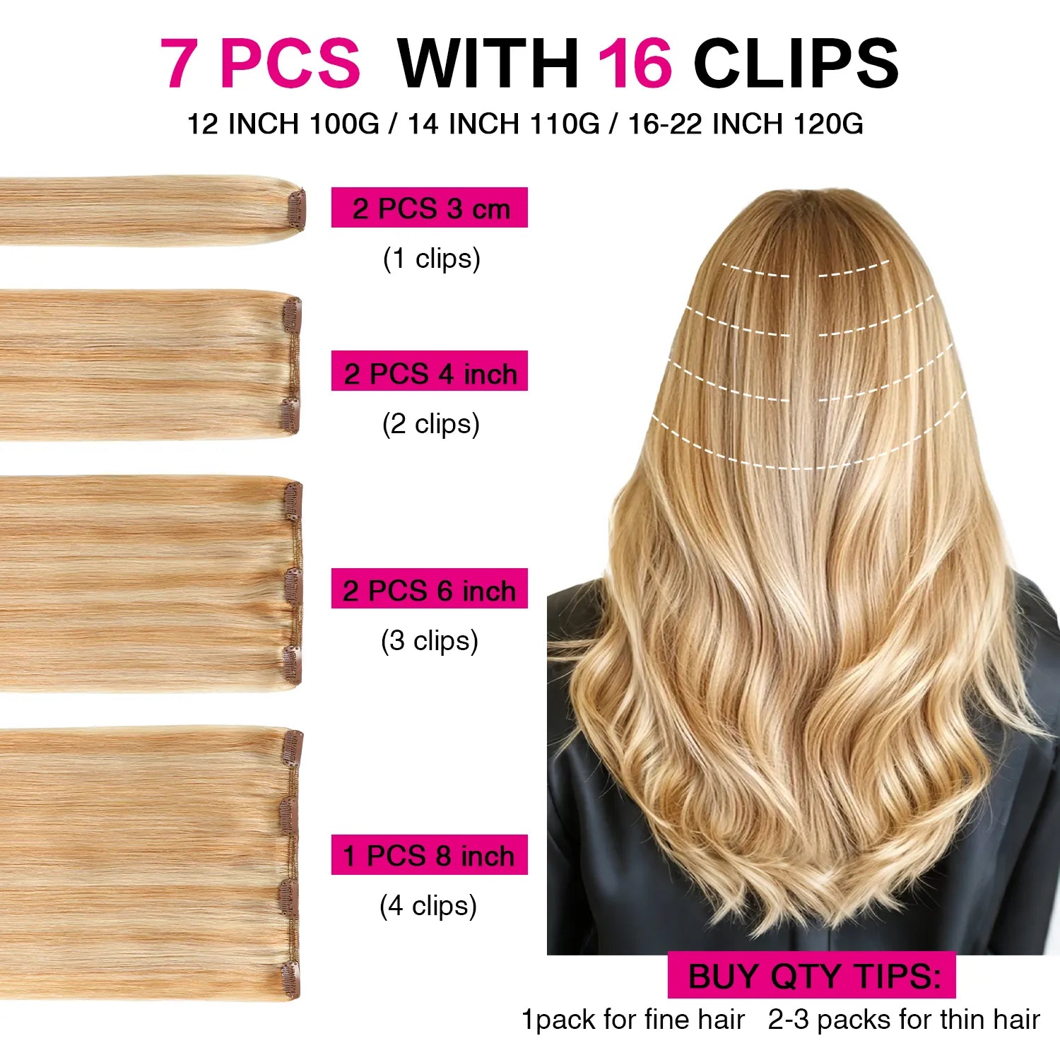 Suyya Clip In Strawberry Blonde / Bleach Blonde Balayage (#P27/613) Human Hair Extensions