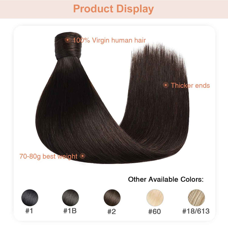Darkest Brown (#2) Wrap Around Ponytail Extension
