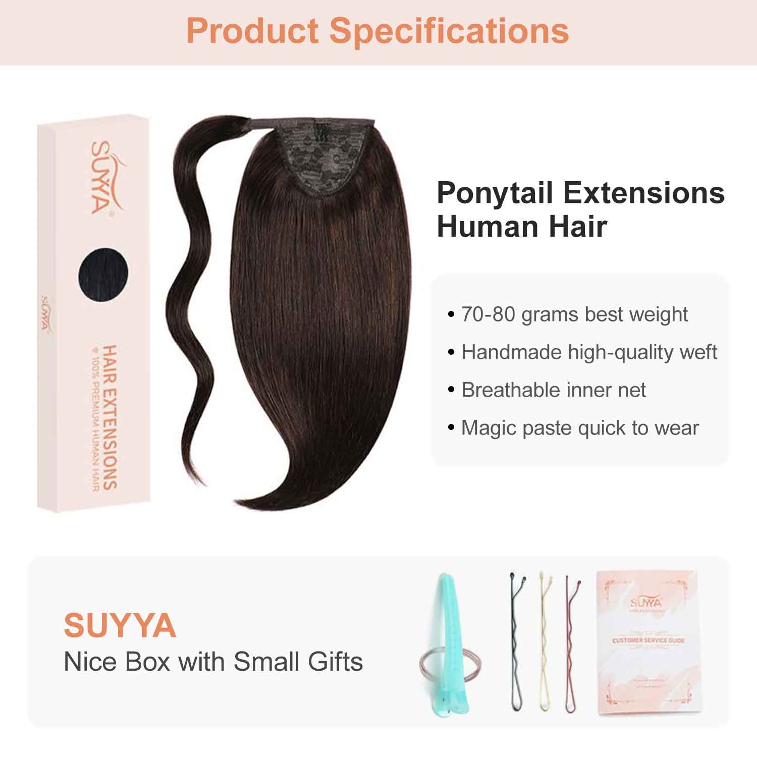 Darkest Brown (#2) Wrap Around Ponytail Extension