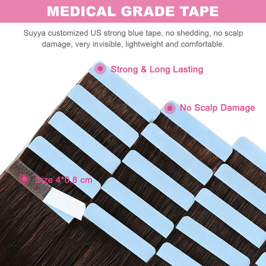Darkest Brown (#2) Tape-In Hair Extensions | 20Pcs