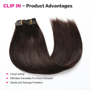 Darkest Brown (#2) Clip In Hair Extensions Suyya Human Hair