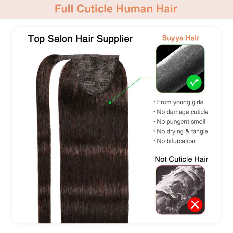 Darkest Brown (#2) Wrap Around Ponytail Extension