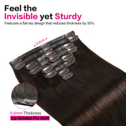Suyya Remy Human 8Pcs Seamless Darkest Brown (#2) Clip In Hair Extensions