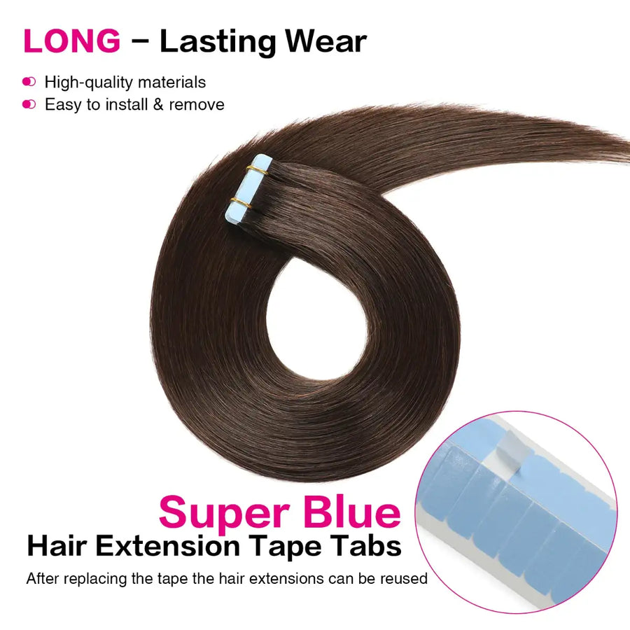 SUYYA Invisible Tape ins Darkest Brown (#2) Hair Extensions