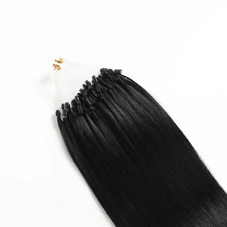 Jet Black (#1) Micro Loop Hair Extensions