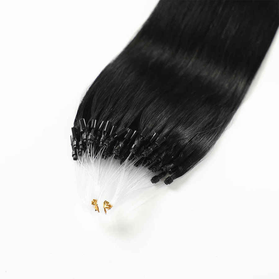 Jet Black (#1) Micro Loop Hair Extensions