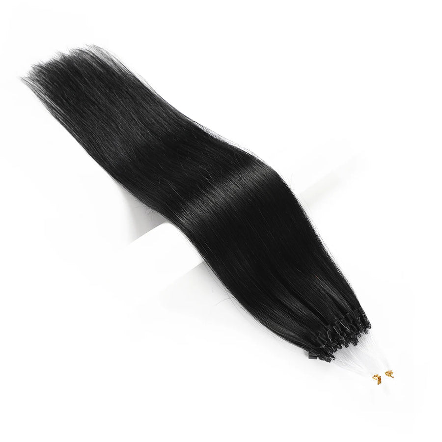 Jet Black (#1) Micro Loop Hair Extensions