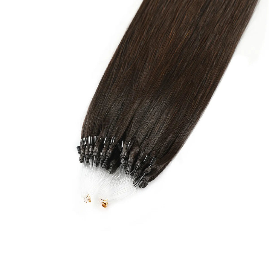 Darkest Brown (#2) Micro Loop Hair Extensions