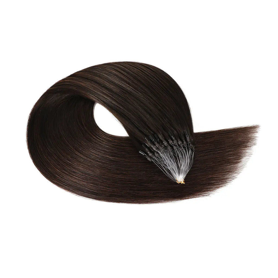Darkest Brown (#2) Micro Loop Hair Extensions