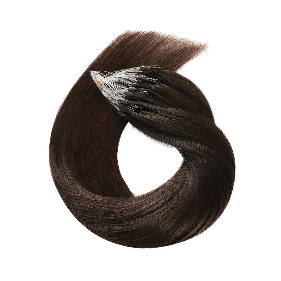 Darkest Brown (#2) Micro Loop Hair Extensions