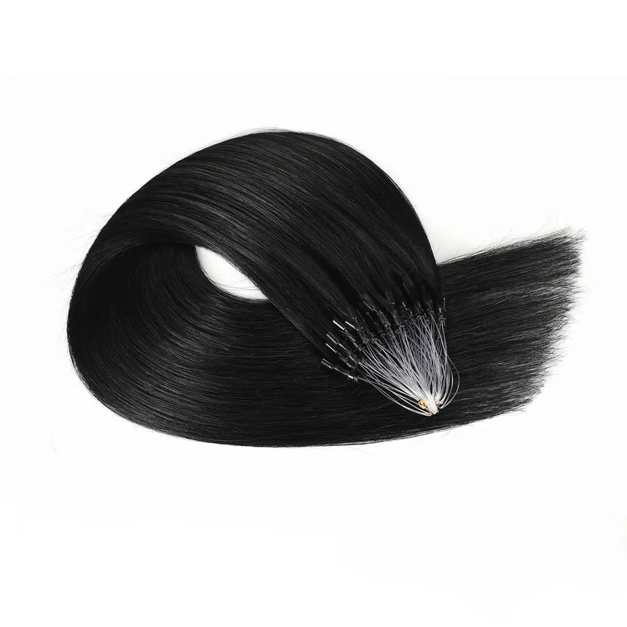 Jet Black (#1) Micro Loop Hair Extensions
