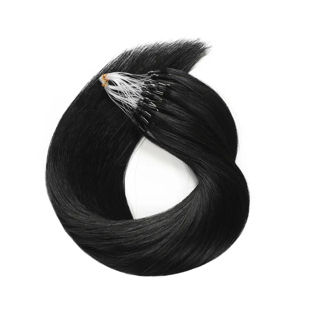 Jet Black (#1) Micro Loop Hair Extensions