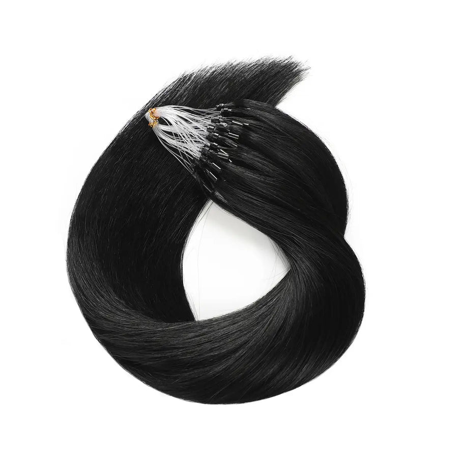 Jet Black (#1) Micro Loop Hair Extensions