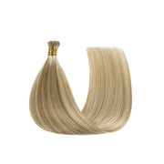 SUYYA Virgin Human Hair Prebonded I Tip Extensions Stick Tip Cold Fusion Hair  Ash Blonde / Bleach Blonde Balayage (#P18/613)