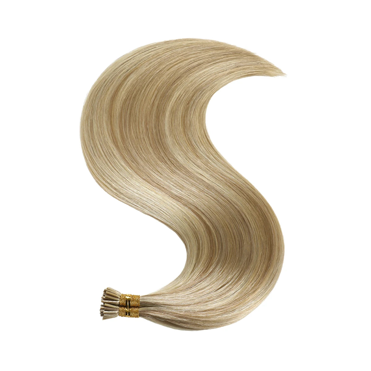 SUYYA Virgin Human Hair Prebonded I Tip Extensions Stick Tip Cold Fusion Hair  Ash Blonde / Bleach Blonde Balayage (#P18/613)