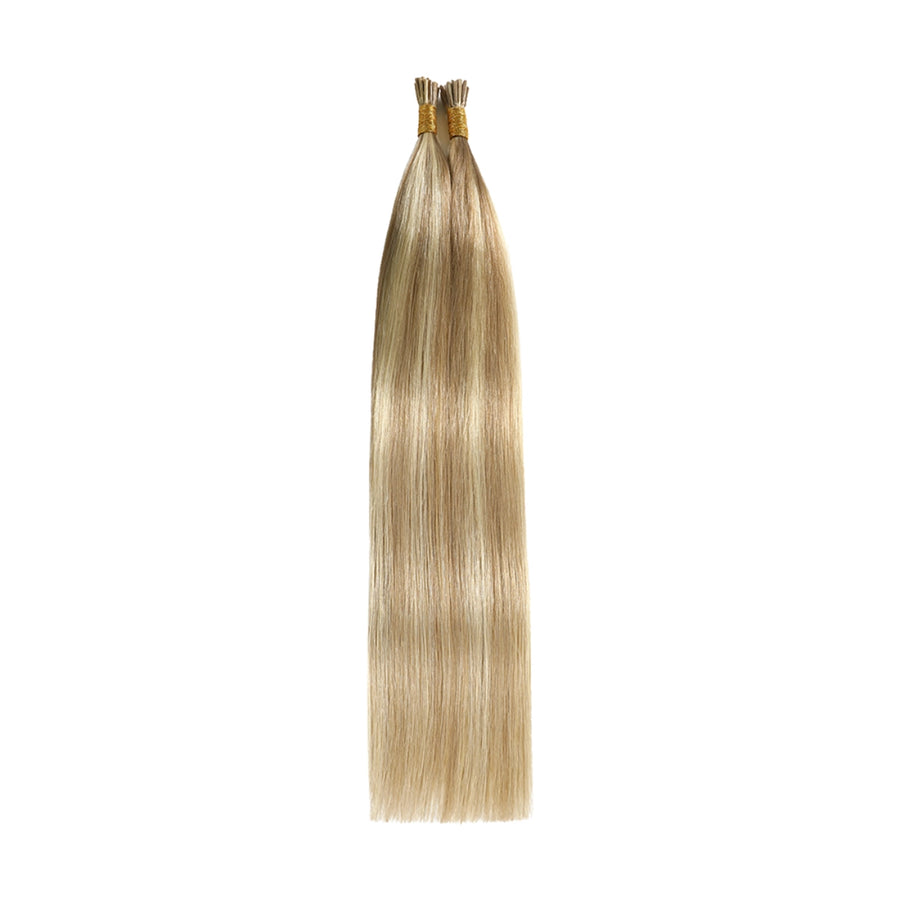 SUYYA Virgin Human Hair Prebonded I Tip Extensions Stick Tip Cold Fusion Hair  Ash Blonde / Bleach Blonde Balayage (#P18/613)