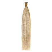 SUYYA Virgin Human Hair Prebonded I Tip Extensions Stick Tip Cold Fusion Hair  Ash Blonde / Bleach Blonde Balayage (#P18/613)