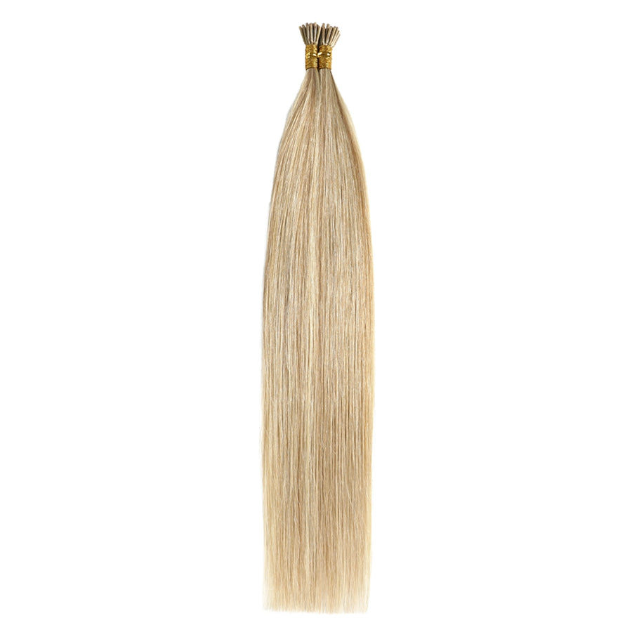 SUYYA Virgin Human Hair Prebonded I Tip Extensions Stick Tip Cold Fusion Hair  Ash Blonde / Bleach Blonde Balayage (#P18/613)