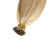 SUYYA Virgin Human Hair Prebonded I Tip Extensions Stick Tip Cold Fusion Hair  Ash Blonde / Bleach Blonde Balayage (#P18/613)