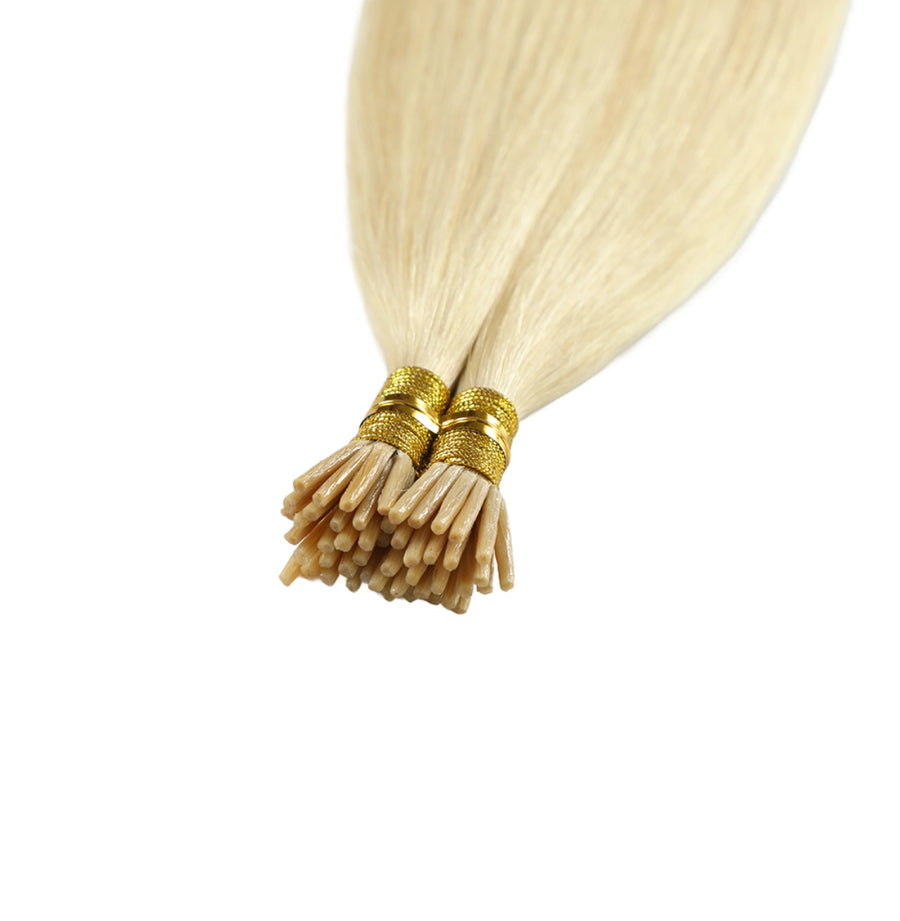 SUYYA Virgin Human Hair Prebonded I Tip Extensions Stick Tip Cold Fusion Hair Platinum Blonde (#60)